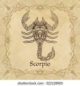 Zodiac sign Scorpio in zentangle style