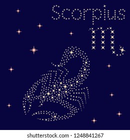 Zodiac sign Scorpius on a background of the starry sky, vector illustration