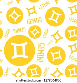 Zodiac sign seamless pattern. Gemini. Astrological calendar background. Zodiacal color vector horoscope