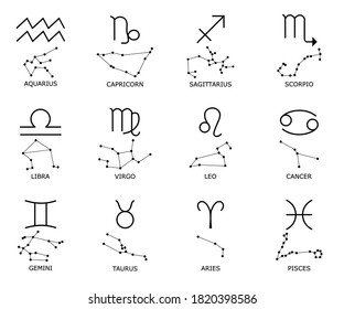 Zodiac Sign Set Constellation Isolated On Stock Vector (Royalty Free ...