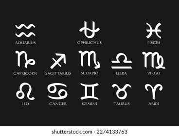 Zodiac sign set vector of  Zodiacal symbol Astrology icon Horoscope Logo constellation Astronomy clipart