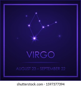 Zodiac sign with a signature. Star sign Virgo. Square template for fortune telling, predictions, horoscopes