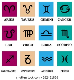 Zodiac sign in square frame, vector Illustration. Contour icon.