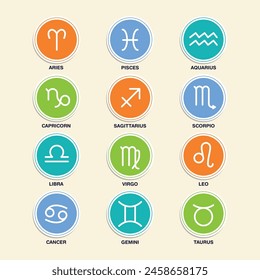 Zodiac Sign Sticker Vector Illustration