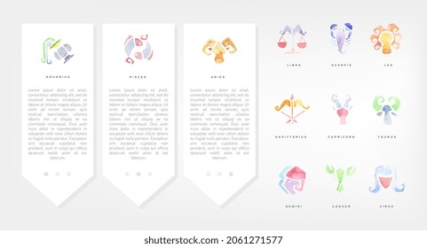 Zodiac Sign and Symbols Astrological Watercolor Vector Template