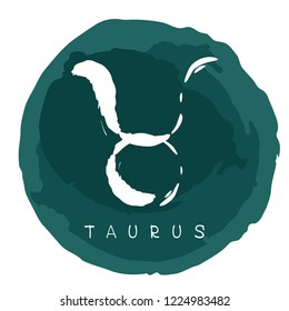 Zodiac sign Taurus with chalkboard grunge frame isolated on white background. Zodiac constellation. Design element for horoscope and astrological forecast.