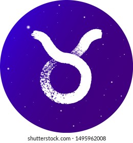 Zodiac sign taurus circle illustration. Cosmic texture. Zodiac constellation. Space and stars.