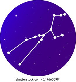 Zodiac sign taurus constellation illustration. Cosmic background. Zodiac constellation. Space and stars.