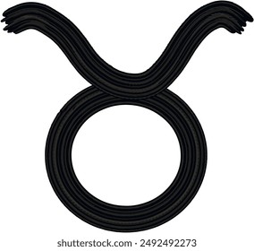 Signo del zodíaco icono de Tauro. Ilustración vectorial dibujada a mano horóscopo astrológico símbolo. Pincel Gouache trazo color negro.