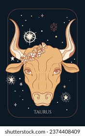 Zodiac sign Taurus, Illustration of head of bull for zodiac sign