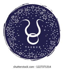 Zodiac sign Taurus isolated on white background with stars. Zodiac constellation. Design element for horoscope and astrological forecast. Doodle style.