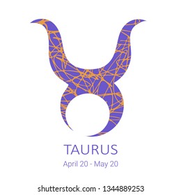 Zodiac sign Taurus isolated on white background. Zodiac constellation. Floral pattern. Design element for horoscope and astrological forecast.