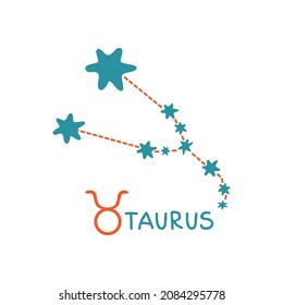 Zodiac sign Taurus isolated on white background. Zodiac constellation. Design element for horoscope and astrological forecast. Vector illustration.