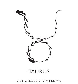 Zodiac sign Taurus isolated on white background. Design element for posters or greeting cards.