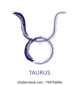 Zodiac sign Taurus isolated on white background. Design element for posters or greeting cards.