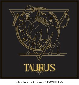 Signo zodiaco taurus línea arte astronomía tarot