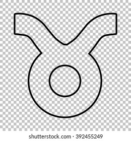 Zodiac sign Taurus line vector icon on transparent background