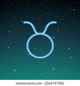 Zodiac sign Taurus on the background of the starry sky. Glowing vector symbol. The concept of horoscope, destiny, constellations, astrology, esoteric. Vector illustration