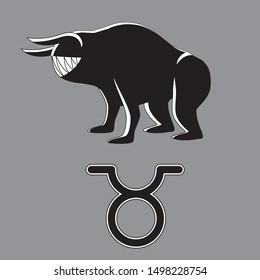 Zodiac sign Taurus on a gray isolated background. Vector image. Icon design element. esp 10
