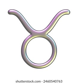 Zodiac Sign Taurus on Transparent Background, Isolated. Symbol, Horoscope, Astrology, Mysticism vector. 3d Chrome realistic Astrology, Horoscope