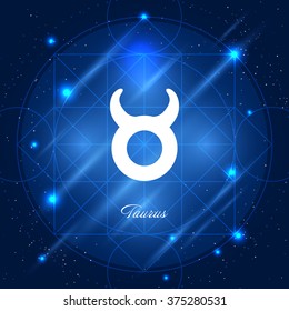 Zodiac sign taurus. Vector space background with geometric ornament