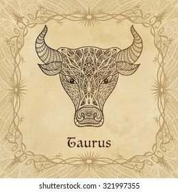 Zodiac sign Taurus in zentangle style