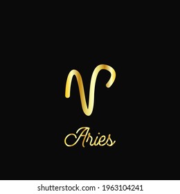 Zodiac sign traditional symbol golden on black, hand drawn with signature. Magical ancient mystical symbol.