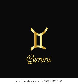 Zodiac sign traditional symbol golden on black, hand drawn with signature. Magical ancient mystical symbol.