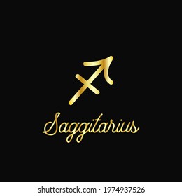 Zodiac sign traditional symbol golden on black, hand drawn with signature. Magical ancient mystical symbol.