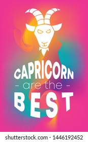 Zodiac Sign Vector of Capricorn With Text "Capricorn are the Best" and Creative Abstract Background. Flat, Icon, Sign, Symbol, Object, Graphic Design, Element, Illustration for Print.