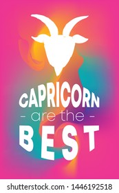 Zodiac Sign Vector of Capricorn With Text "Capricorn are the Best" and Creative Abstract Background. Flat, Icon, Sign, Symbol, Object, Graphic Design, Element, Illustration for Print.