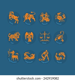 Zodiac sign vector icon set 