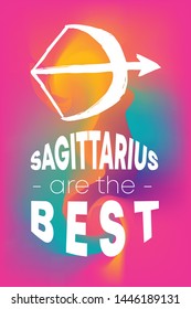 Zodiac Sign Vector of Sagittarius With Text "Sagittarius are the Best" and Creative Abstract Background. Flat, Icon, Sign, Symbol, Object, Graphic Design, Element, Illustration for Print.