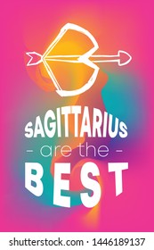 Zodiac Sign Vector of Sagittarius With Text "Sagittarius are the Best" and Creative Abstract Background. Flat, Icon, Sign, Symbol, Object, Graphic Design, Element, Illustration for Print.