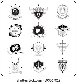 Zodiac Sign in Vintage Badge Style