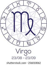 Zodiac Sign Virgo Astrological Chart Symbols Stock Vector (Royalty Free ...