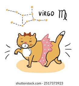 Zodiac sign virgo cat illustration.