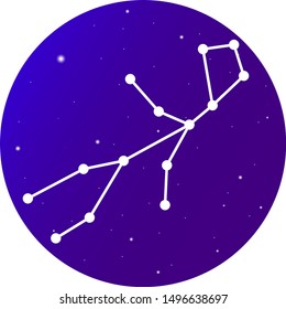 Zodiac sign virgo constellation illustration. Cosmic background. Zodiac constellation. Space and stars.