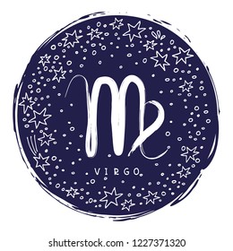 Zodiac sign Virgo isolated on white background with stars. Zodiac constellation. Design element for horoscope and astrological forecast. Doodle style.