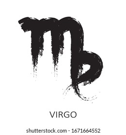 Signo zodiaco Virgo aislado en fondo blanco. Constelación de zodiaco. Elemento de diseño para horóscopo y previsión astrológica. Estilo dibujado a mano. Ilustración vectorial.