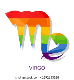 Zodiac sign Virgo isolated on white background. LGBT flag. Design element for horoscope and astrological forecast. Vector illustration.