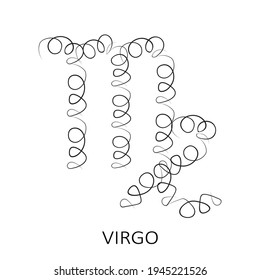 Zodiac sign Virgo isolated on white background. Zodiac constellation. Design element for horoscope and astrological forecast. Vector illustration.