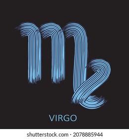 Zodiac sign Virgo isolated on black background. Zodiac constellation. Design element for horoscope and astrological forecast. Vector illustration.