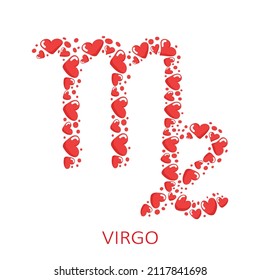 Zodiac sign Virgo isolated on white background. Zodiac constellation. Valentines Day illustration for horoscope and astrological forecast. Vector illustration.