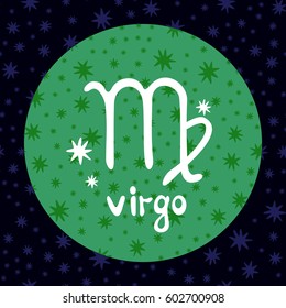 Zodiac sign Virgo isolated on dark background. Design element for flyers or greeting cards.