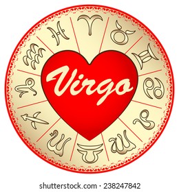 zodiac sign Virgo, for lovers on Valentine's day, vector illustration