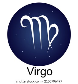 Zodiac sign virgo on a background of stars. The horoscope element consists of 12 zodiac signs. Astrological vector illustration.