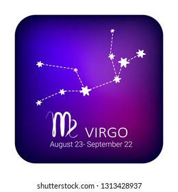 Zodiac sign Virgo on night sky background. Zodiac constellation. Design element for horoscope and astrological forecast.