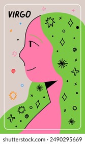 Zodiac sign Virgo. Trendy vector illustration.