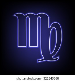 Zodiac sign Virgo. Vector zodiac sign  with neon effect